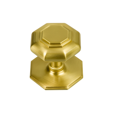 Small Octagonal Door Knob Satin Brass
