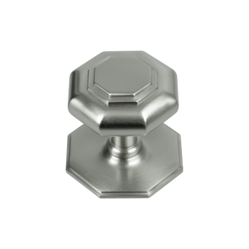 Small Octagonal Door Knob Satin Chrome